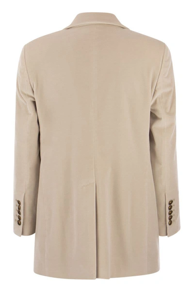 Saulina Antonia - Single-breasted Velvet Jacket In Sand