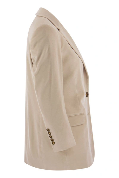Saulina Antonia - Single-breasted Velvet Jacket In Sand