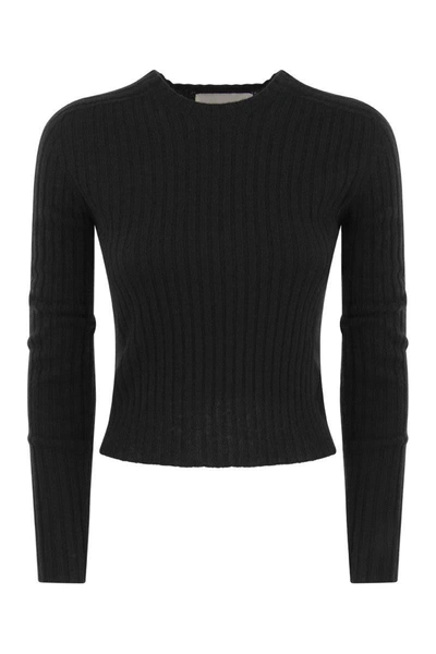 Shop Vanisé Lulu - Ribbed Cropped Cashmere Knitwear In Black