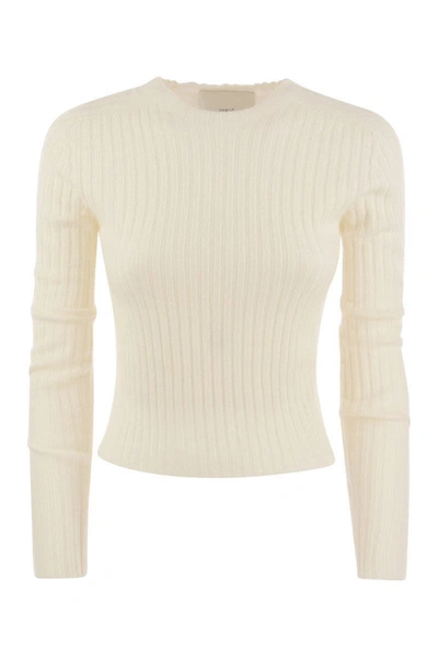 Shop Vanisé Lulu - Ribbed Cropped Cashmere Knitwear In Ivory