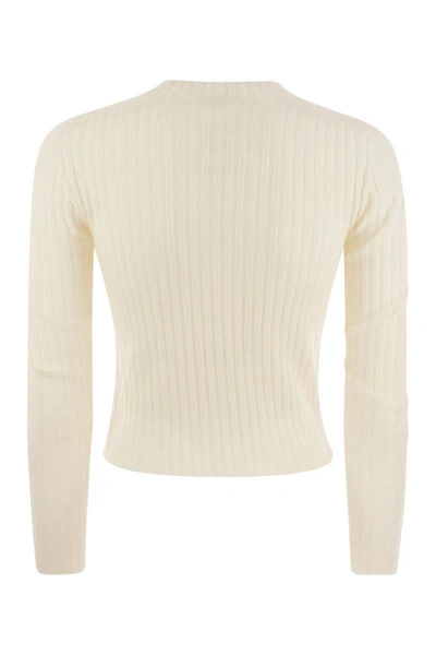 Shop Vanisé Lulu - Ribbed Cropped Cashmere Knitwear In Ivory