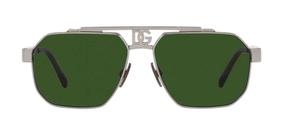 Shop Dolce & Gabbana Dg2294 04/71 Navigator Sunglasses In Green