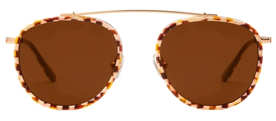 Shop Krewe Chartres Round Sunglasses In Brown