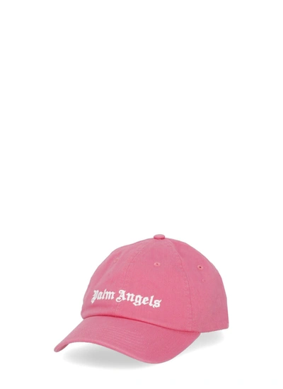 Shop Palm Angels Baseball Cap With Logo In Baby Pink White