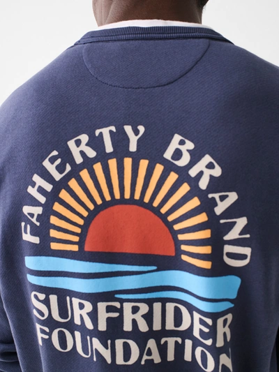 Shop Faherty X Surfrider Indigo Crew T-shirt In Blue Nights