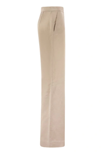 Shop Antonelli Viscose And Linen Palazzo Trousers In Beige