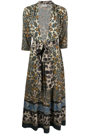 Shop Pierre-louis Mascia Wool Blend Long Dress In Brown