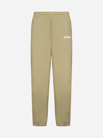 Shop Jacquemus Logo Cotton Jogging Trousers In Light Khaki
