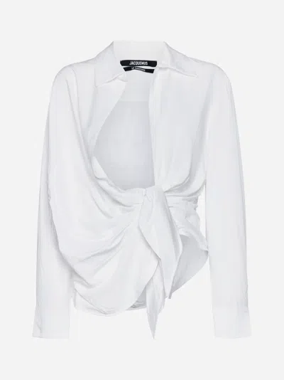 Shop Jacquemus Bahia Viscose-blend Shirt In White