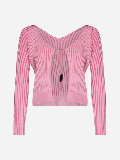 Shop Jacquemus Pralu Viscose-blend Cardigan In Pink