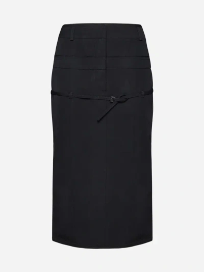 Shop Jacquemus Caraco Wool Midi Skirt In Black