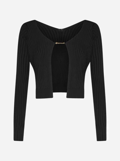 Shop Jacquemus Pralu Viscose-blend Cardigan In Black