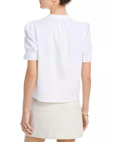 Shop Frame Deep V Ruffle Collar Top In Blanc In White