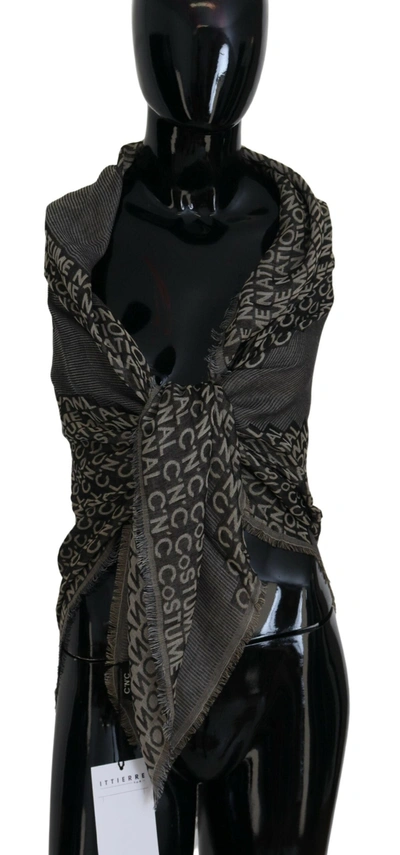 Shop Costume National Logo Knit Neck Wrap Shawl Women's Scarf In Grey
