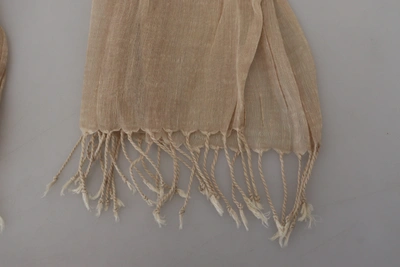 Shop Costume National Cotton Shawl Foulard Fringe Women's Scarf In Beige