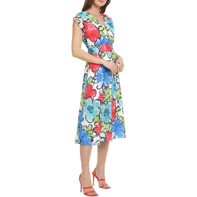 Shop Maggy London Womens Floral V-neck Midi Dress In Multi