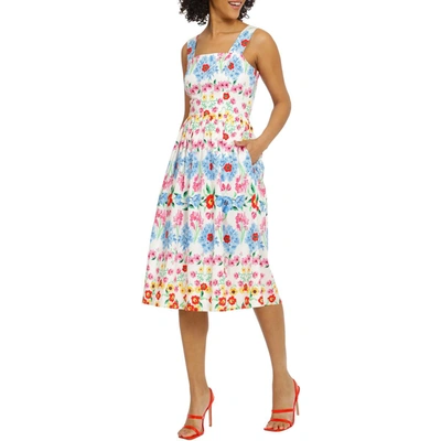Shop Maggy London Womens Floral Midi Fit & Flare Dress In Multi