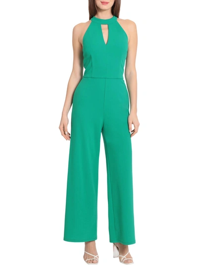 Shop Maggy London Womens Halter Cut-out Jumpsuit In Green