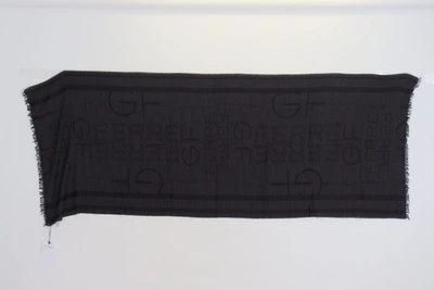 Shop Gf Ferre' Wool Knitted Neck Wrap Shawl Fringes Women's Scarf In Black