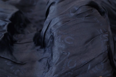 Costume National Blue Silk Shawl Foulard Fringes Scarf In Blue