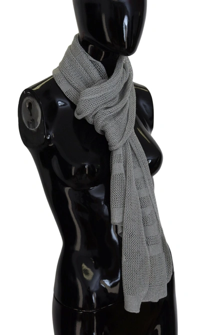 Shop John Galliano Logo Knitted Neck Wrap Shawl Foulard Women's Scarf In Grey