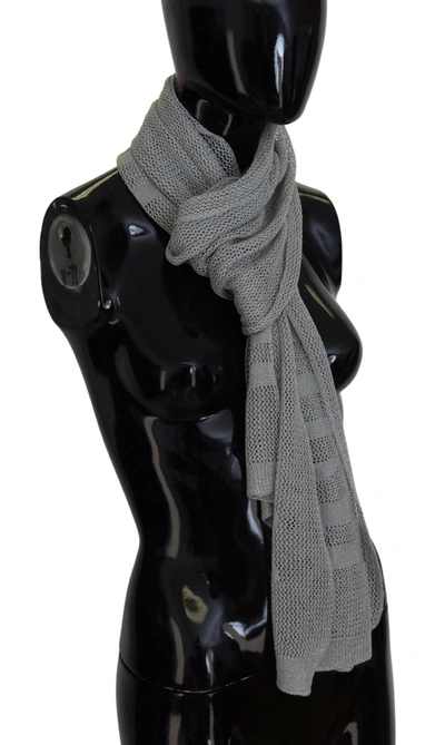 John Galliano Logo Knitted Neck Wrap Shawl Foulard Women's Scarf In Grey