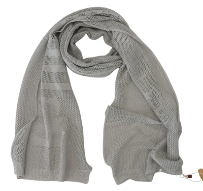 John Galliano Logo Knitted Neck Wrap Shawl Foulard Women's Scarf In Grey