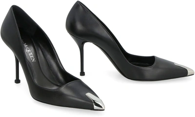 Shop Alexander Mcqueen Punk Leather Pumps In Black