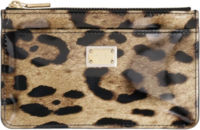Shop Dolce & Gabbana Printed Leather Card Holder In Animalier