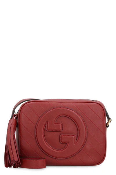 Shop Gucci Blondie Leather Shoulder Bag In Burgundy
