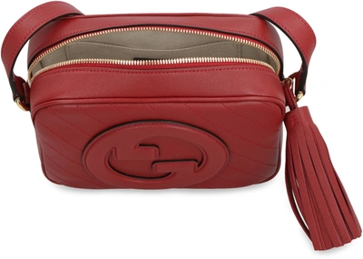 Shop Gucci Blondie Leather Shoulder Bag In Burgundy