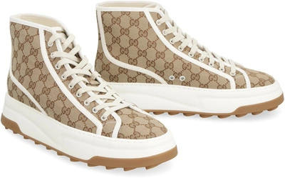 Shop Gucci Tennis 1977 High-top Fabric Sneakers In Beige