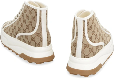 Shop Gucci Tennis 1977 High-top Fabric Sneakers In Beige