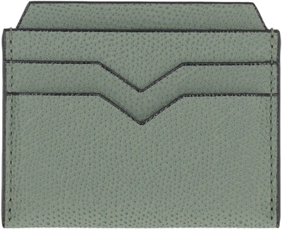 Shop Valextra Leather Card Holder In Green