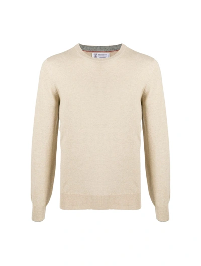 Shop Brunello Cucinelli Crewneck Sweater In Nude & Neutrals