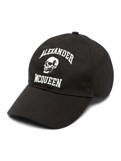 Shop Alexander Mcqueen Hat Varsity Skull In Black