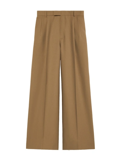 Shop Gucci Tailored Trousers In Fluid Drill In Nude & Neutrals
