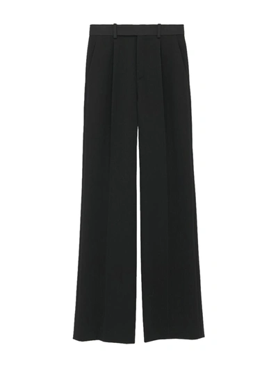 Shop Saint Laurent Grain De Poudre Tuxedo Trousers In Black