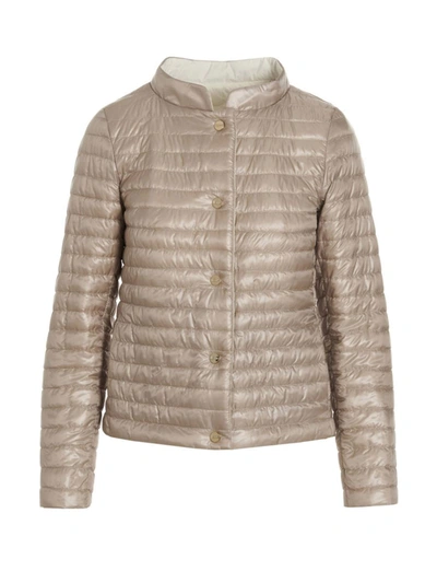 Herno Buttoned Reversible Down Jacket In Multicolor