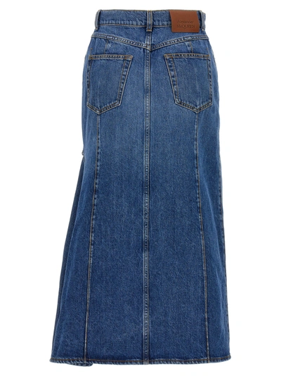 Shop Alexander Mcqueen Denim Midi Skirt Skirts Blue