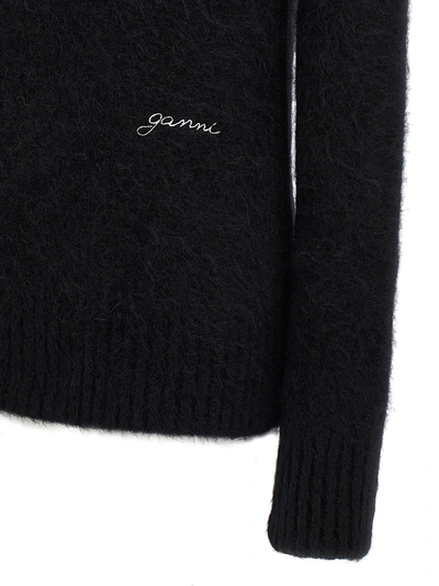 Shop Ganni Logo Embroidery Sweater Sweater, Cardigans Black