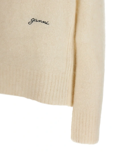 Shop Ganni Logo Embroidery Sweater Sweater, Cardigans White