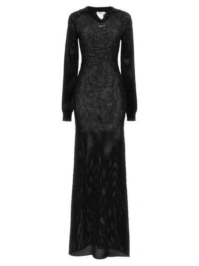 Shop Off-white Net Long Polo Dresses Black