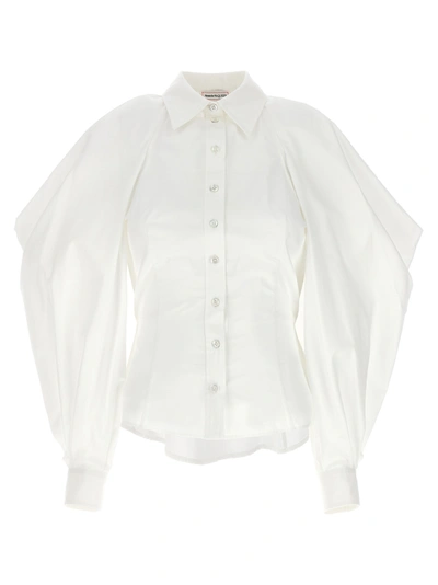 Shop Alexander Mcqueen Cut Out Shirt On Shoulders Shirt, Blouse White