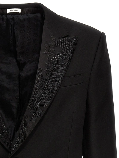 Shop Alexander Mcqueen Embroidered Lapel Blazer Jacket Jackets In Black