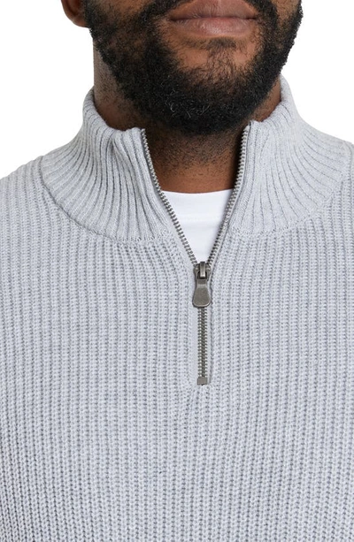 Shop Johnny Bigg Bentley Half Zip Cotton Sweater In Silver