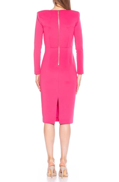 Shop Alexia Admor Alina Scoop Neck Long Sleeve Sheath Dress In Hot Pink