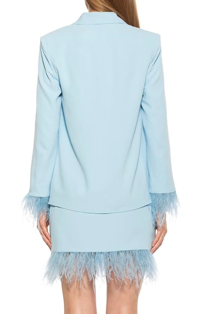 Shop Alexia Admor Vida Ostrich Feather Cuff Blazer In Halogen Blue
