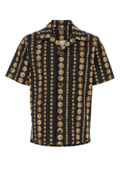 Shop Dolce & Gabbana Man Printed Stretch Cotton Hawaii Drill Shirt In Multicolor