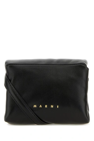 Shop Marni Woman Black Leather Mini Prisma Clutch